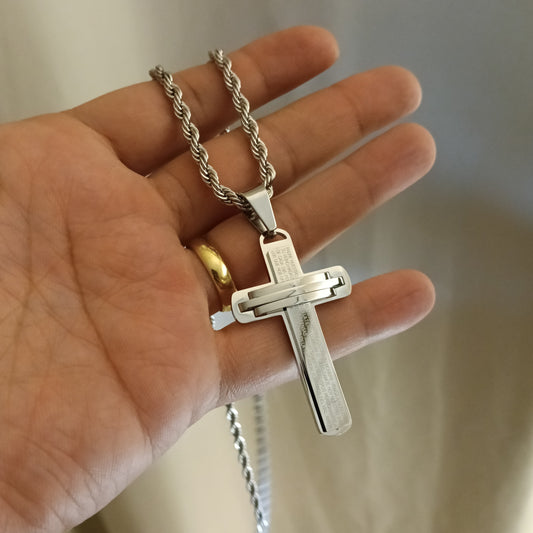 سلسلة صليب الصلاة الربانية فضي